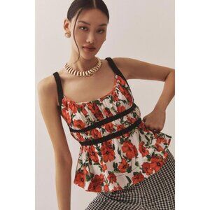 Maeve Anthropologie Ditali Open-Back Tank Top Red Floral Printed M NWT